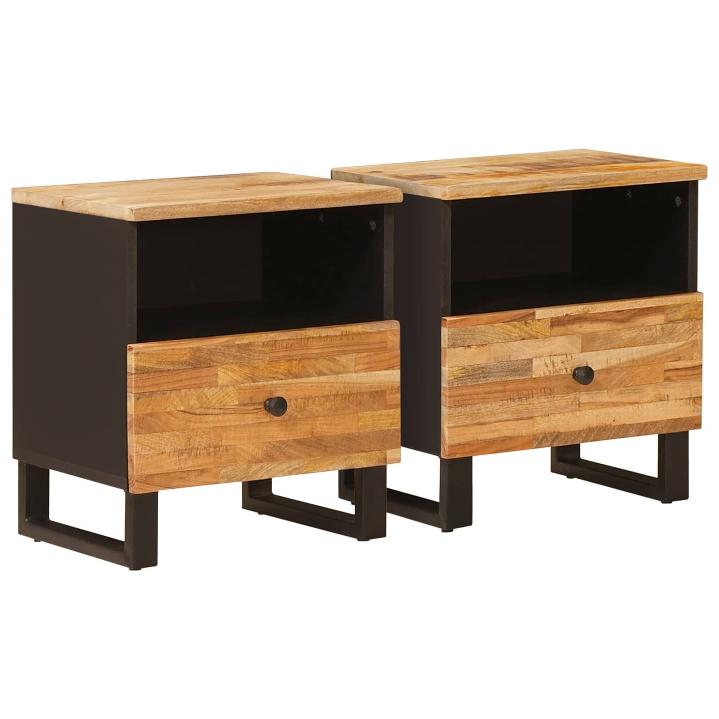 Bed kast 2 pcs Bruin 40 x 33 x 46 cm Massief Mango Hout is nu te koop bij PeponiXL, paradijselijk wonen!