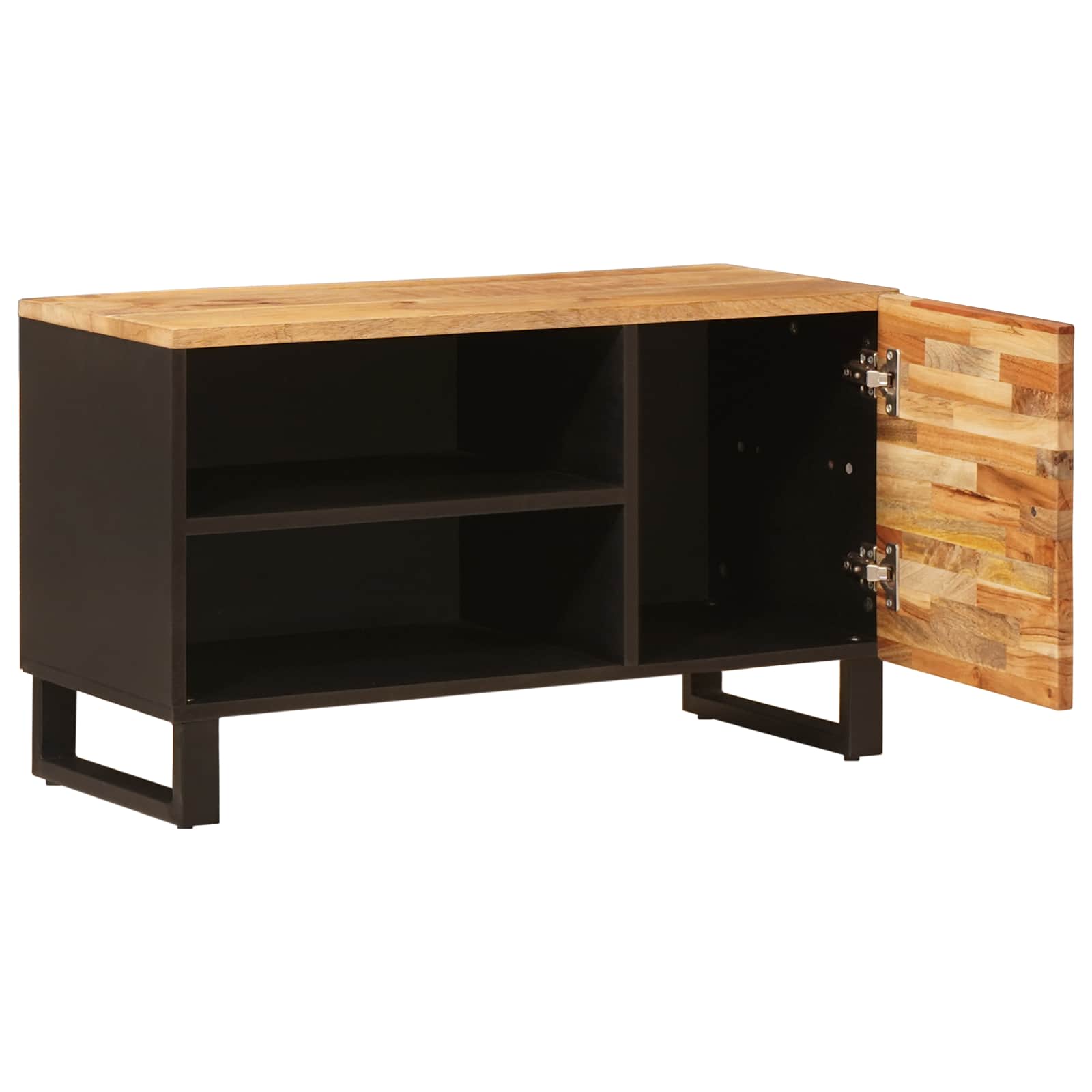 TV-kast met plank Bruin 80 x 33 x 46 cm Massief Mango Hout is nu te koop bij PeponiXL, paradijselijk wonen!