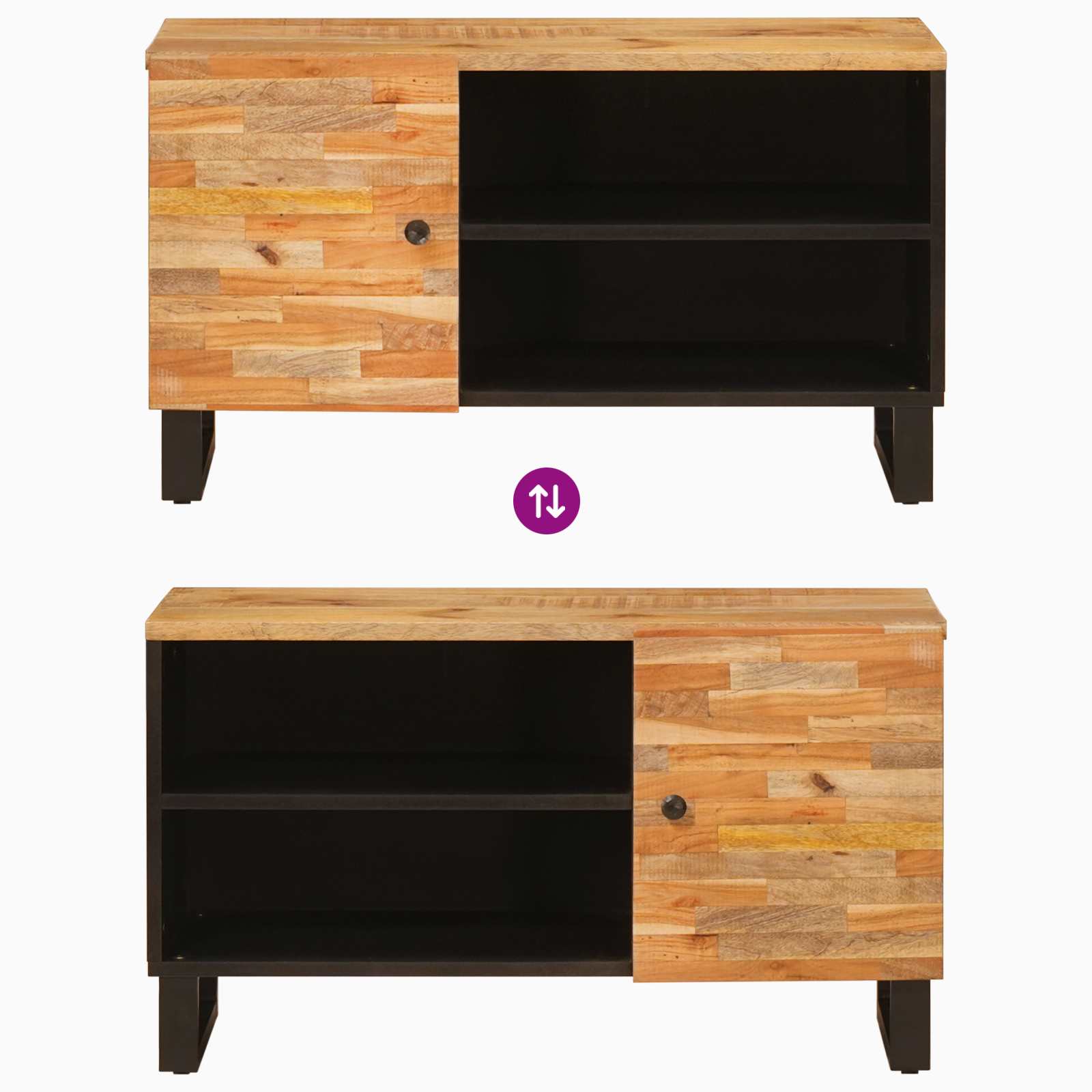 TV-kast met plank Bruin 80 x 33 x 46 cm Massief Mango Hout is nu te koop bij PeponiXL, paradijselijk wonen!