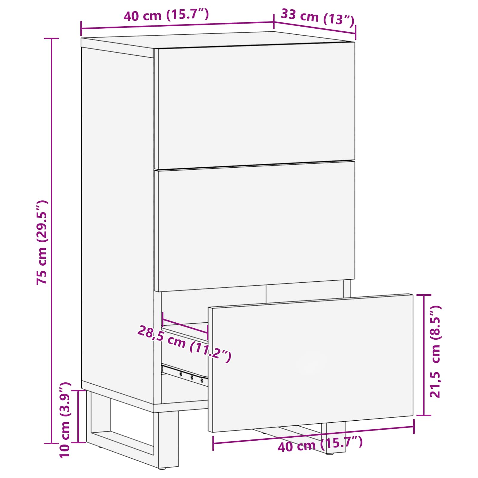 Bijzetkast met lade Bruin 40 x 33 x 75 cm Massief Mango Hout is nu te koop bij PeponiXL, paradijselijk wonen!