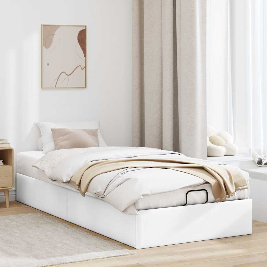 Bedframe zonder matras 90x200 cm kunstleer wit is nu te koop bij PeponiXL, paradijselijk wonen!