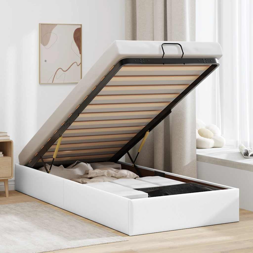 Bedframe zonder matras 90x200 cm kunstleer wit is nu te koop bij PeponiXL, paradijselijk wonen!