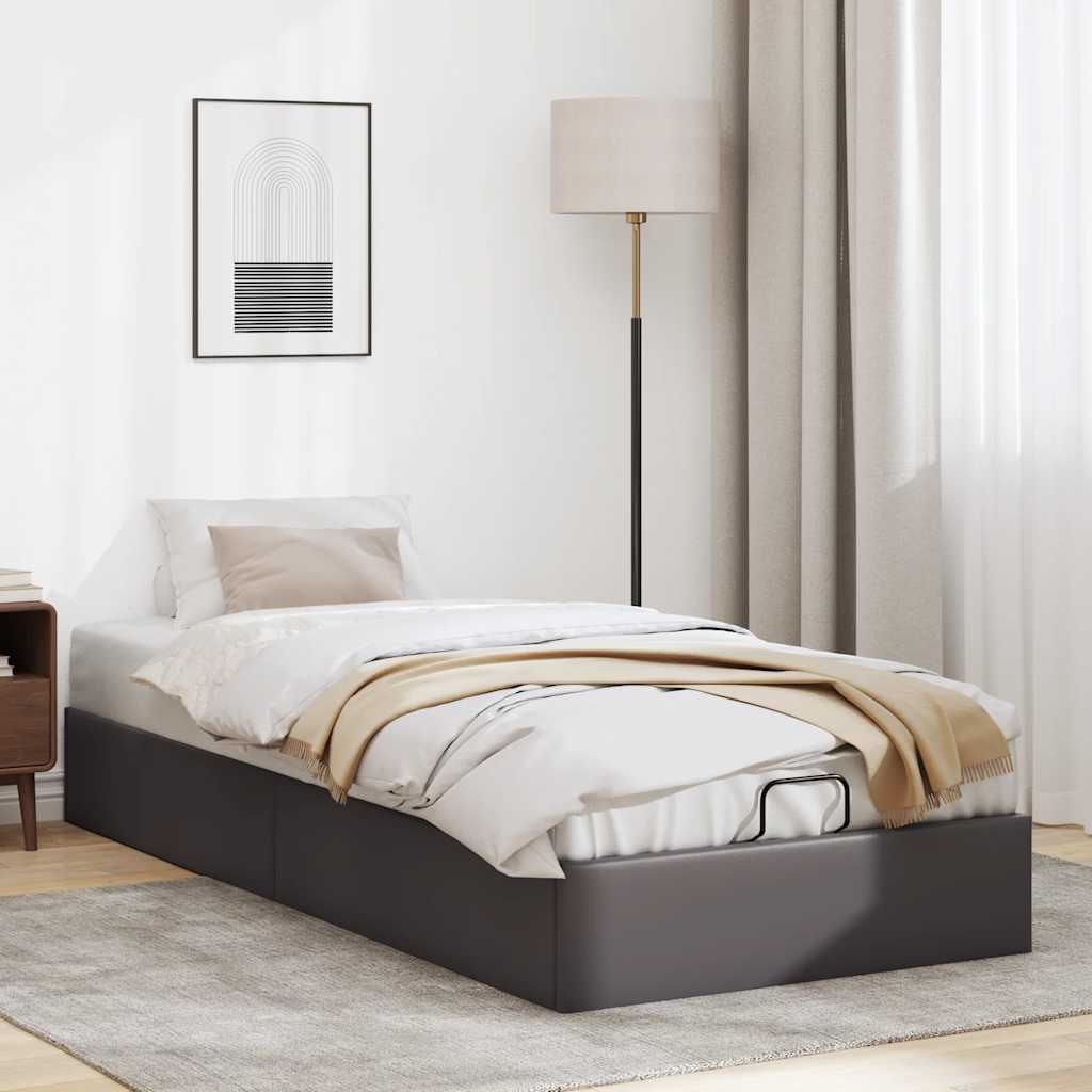 Bedframe zonder matras 90x200 cm kunstleer grijs is nu te koop bij PeponiXL, paradijselijk wonen!