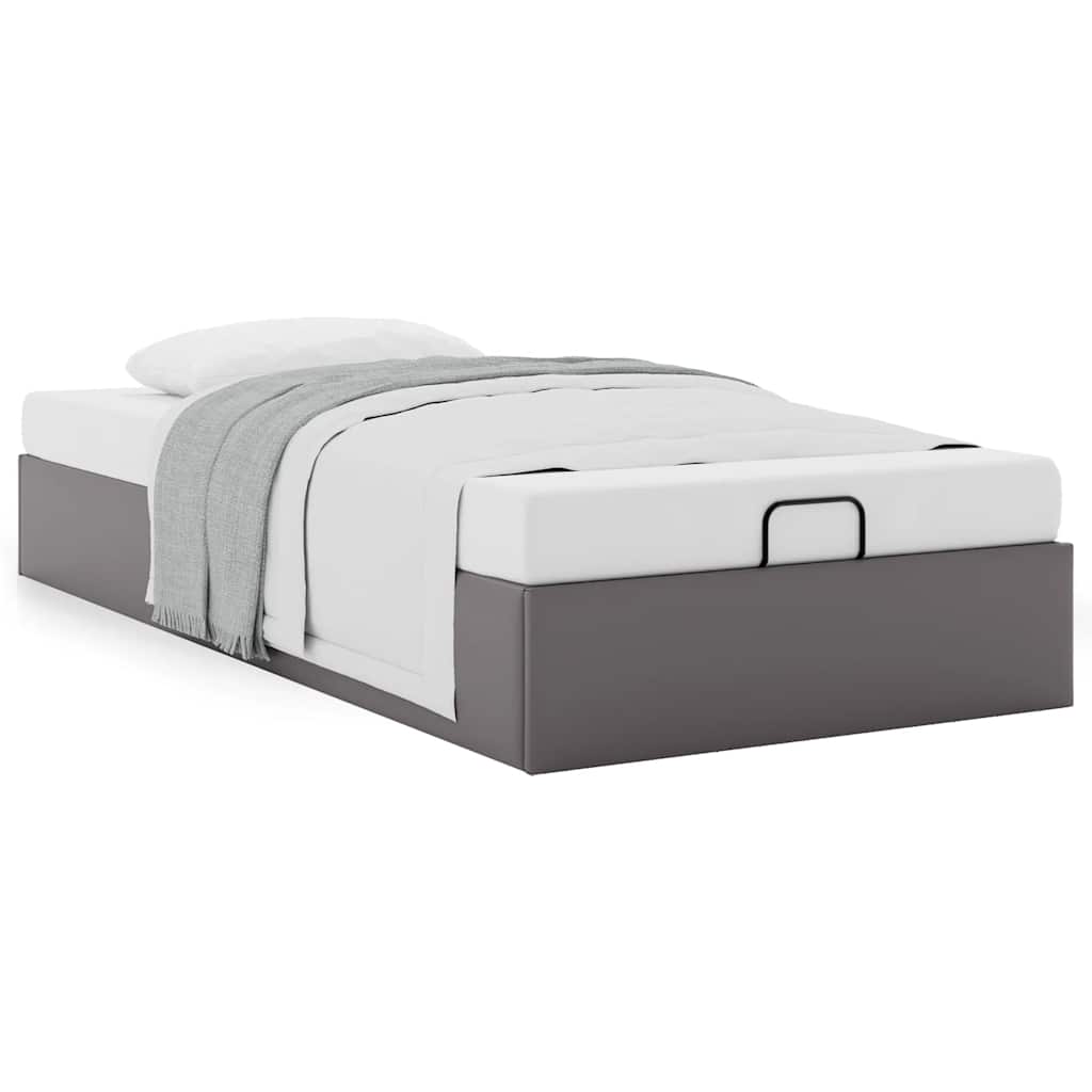 Bedframe zonder matras 90x200 cm kunstleer grijs is nu te koop bij PeponiXL, paradijselijk wonen!