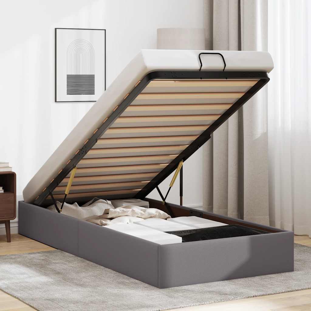 Bedframe zonder matras 90x200 cm kunstleer grijs is nu te koop bij PeponiXL, paradijselijk wonen!