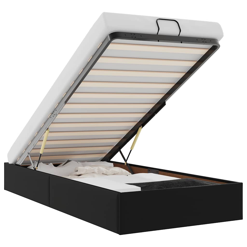 Bedframe zonder matras 100x200 cm kunstleer zwart is nu te koop bij PeponiXL, paradijselijk wonen!