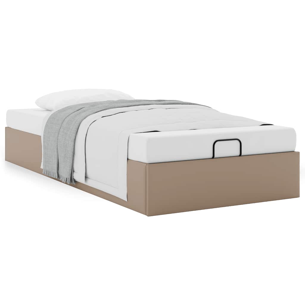 Bedframe zonder matras 100x200 cm kunstleer cappuccinokleurig is nu te koop bij PeponiXL, paradijselijk wonen!