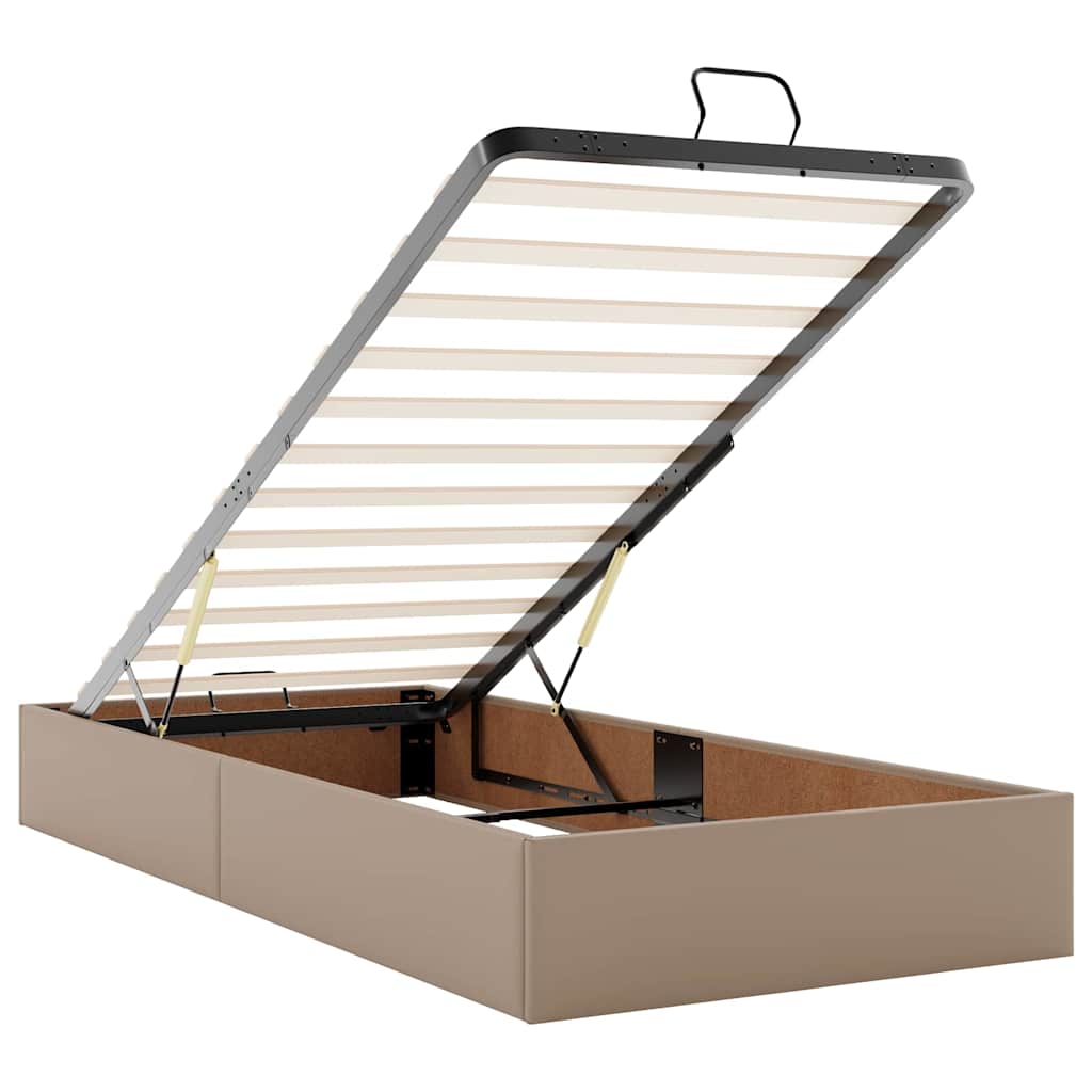 Bedframe zonder matras 100x200 cm kunstleer cappuccinokleurig is nu te koop bij PeponiXL, paradijselijk wonen!