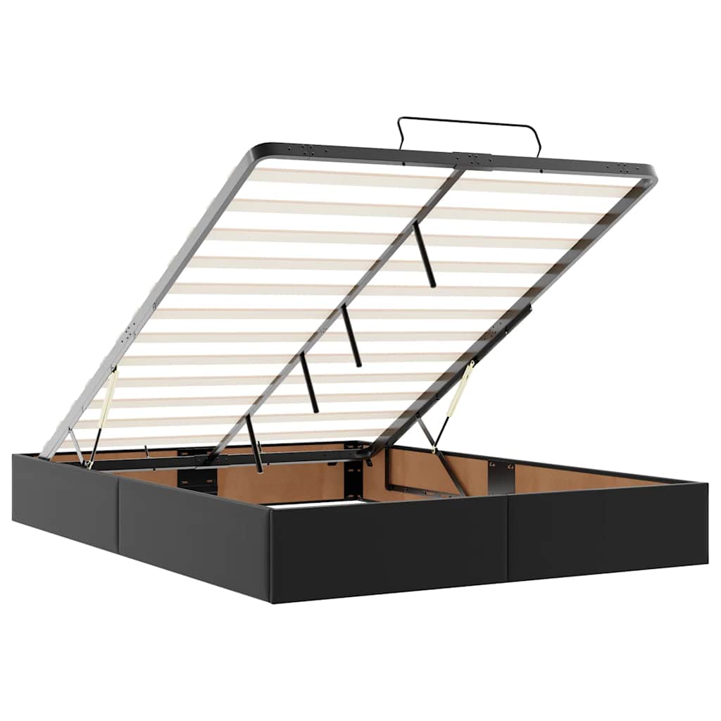 Bedframe zonder matras 140x190 cm kunstleer zwart is nu te koop bij PeponiXL, paradijselijk wonen!