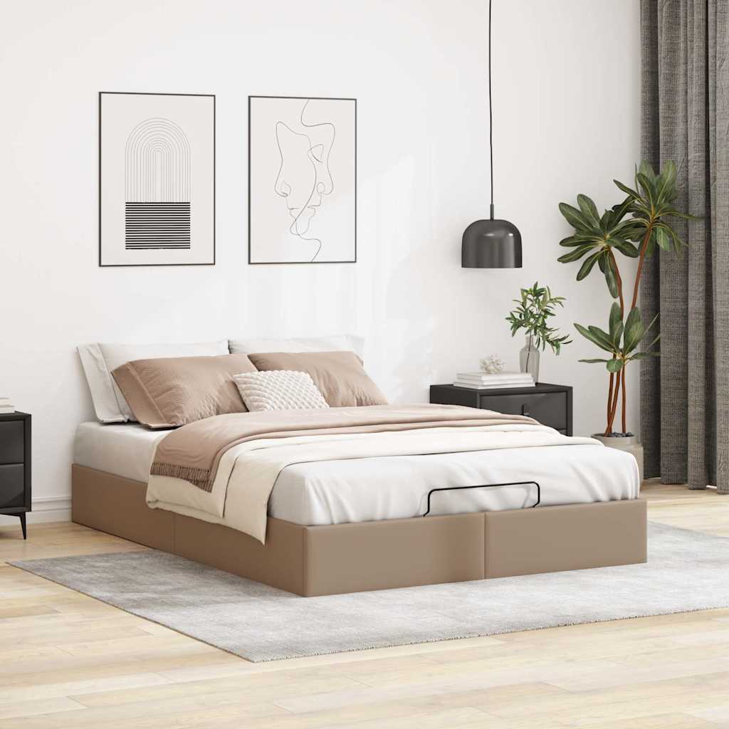 Bedframe zonder matras 140x200 cm kunstleer cappuccinokleurig is nu te koop bij PeponiXL, paradijselijk wonen!