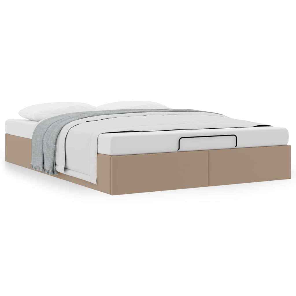 Bedframe zonder matras 140x200 cm kunstleer cappuccinokleurig is nu te koop bij PeponiXL, paradijselijk wonen!