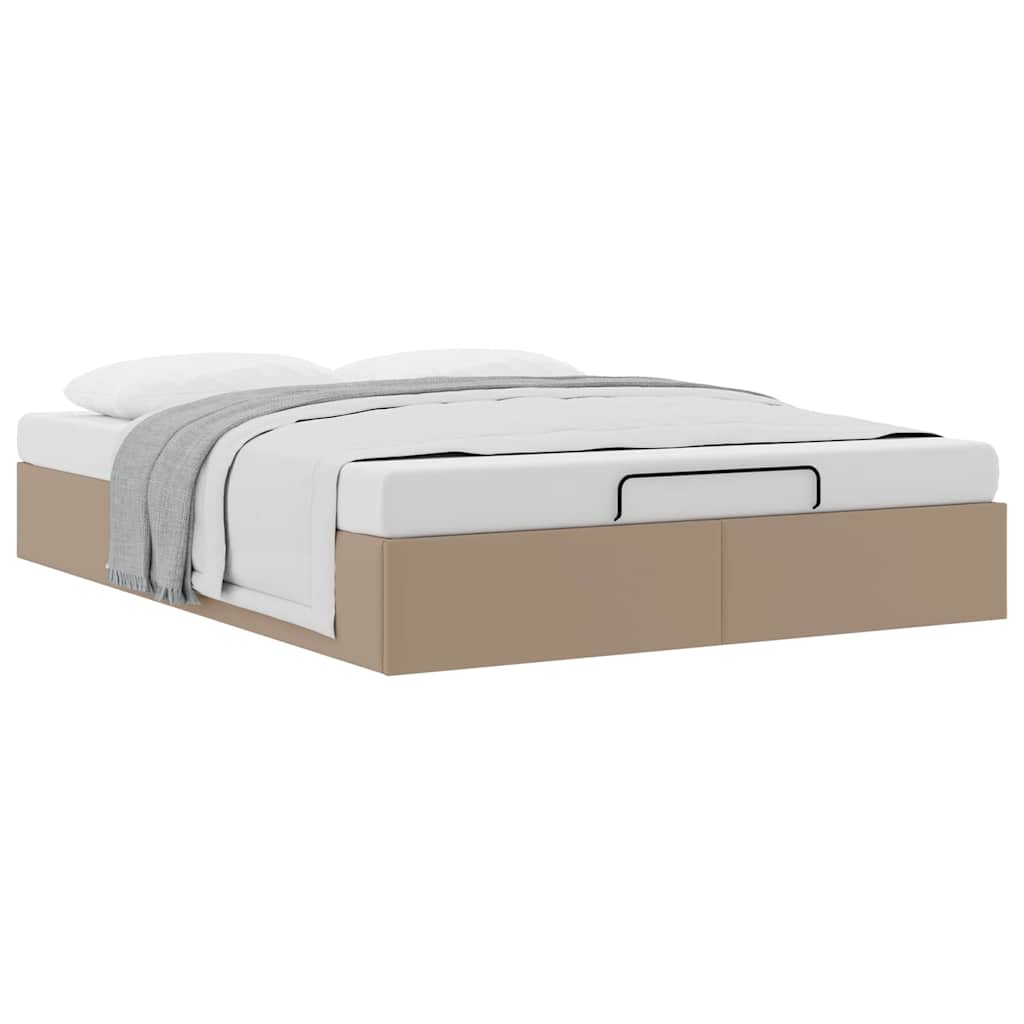 Bedframe zonder matras 140x200 cm kunstleer cappuccinokleurig is nu te koop bij PeponiXL, paradijselijk wonen!
