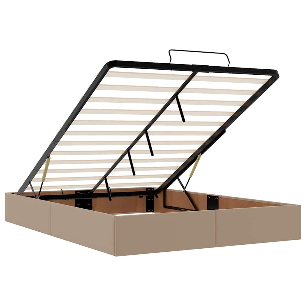 Bedframe zonder matras 140x200 cm kunstleer cappuccinokleurig is nu te koop bij PeponiXL, paradijselijk wonen!