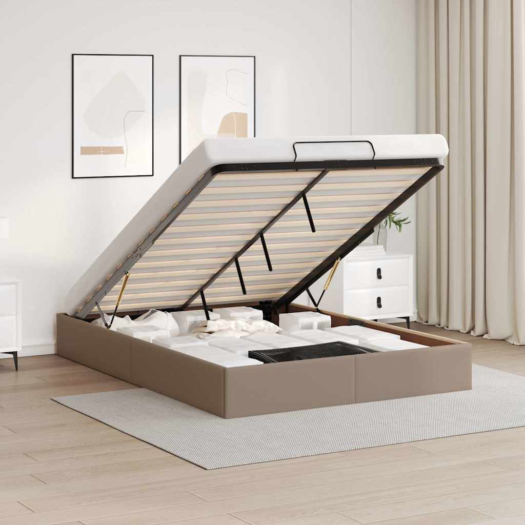 Bedframe zonder matras 140x200 cm kunstleer cappuccinokleurig is nu te koop bij PeponiXL, paradijselijk wonen!