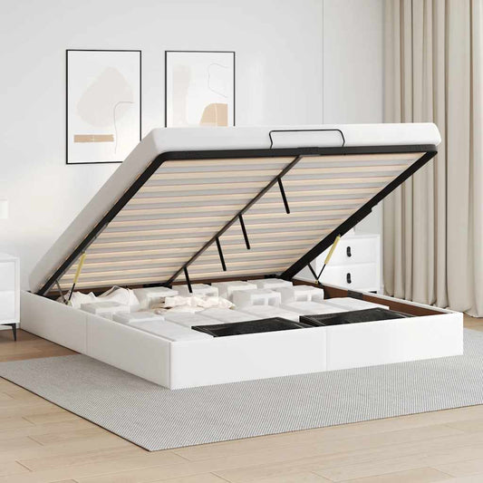 Bedframe zonder matras 180x200 cm kunstleer wit is nu te koop bij PeponiXL, paradijselijk wonen!