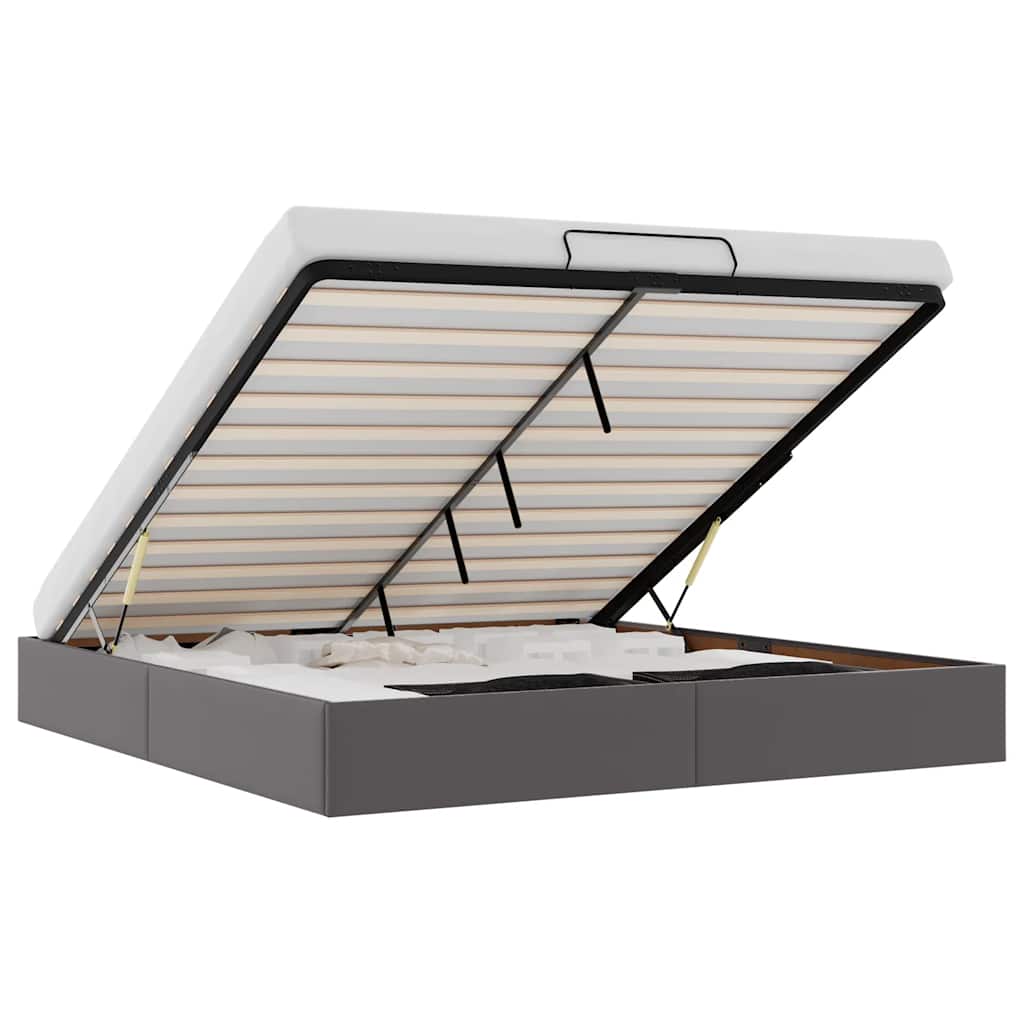 Bedframe zonder matras 180x200 cm kunstleer grijs is nu te koop bij PeponiXL, paradijselijk wonen!