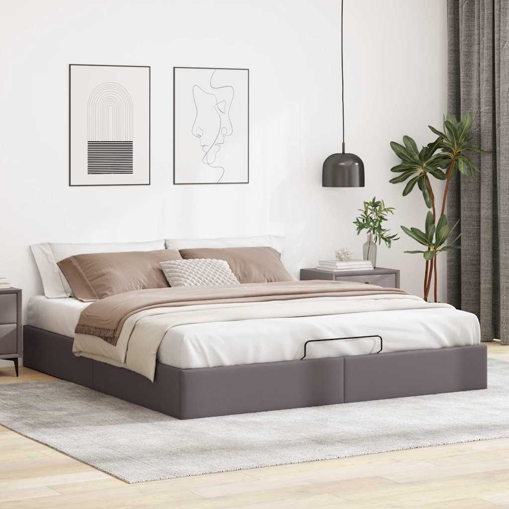 Bedframe zonder matras 180x200 cm kunstleer grijs is nu te koop bij PeponiXL, paradijselijk wonen!