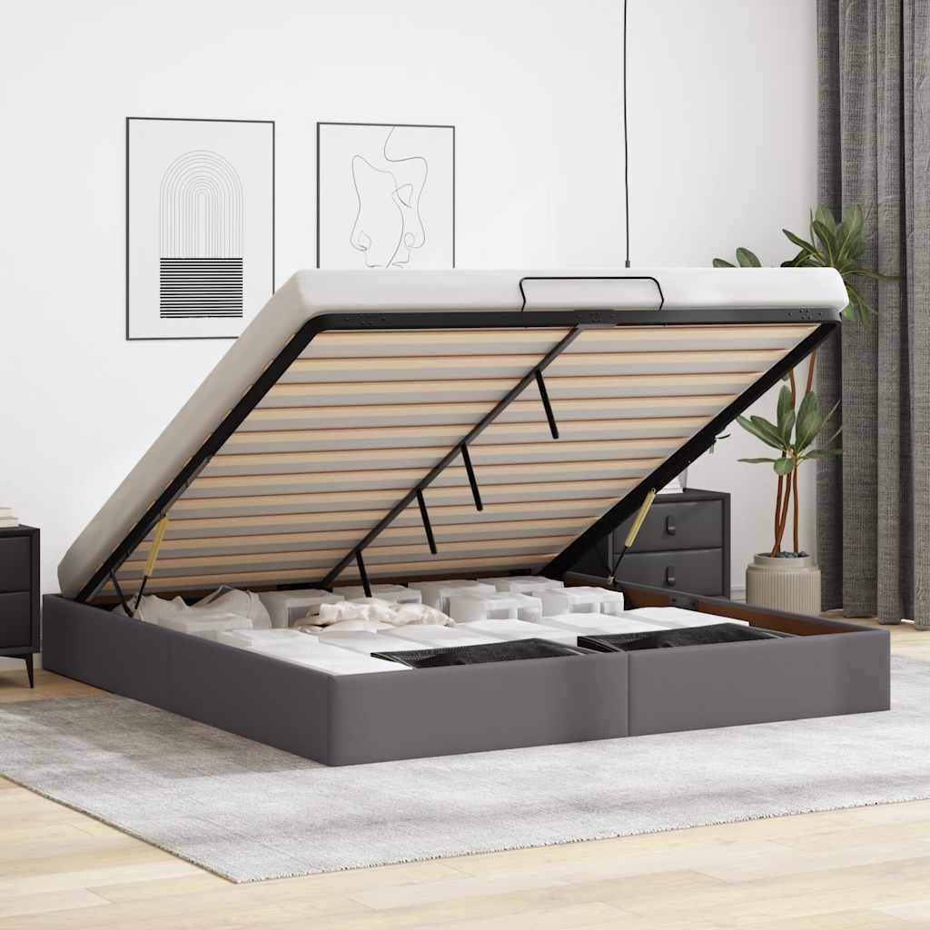 Bedframe zonder matras 180x200 cm kunstleer grijs is nu te koop bij PeponiXL, paradijselijk wonen!