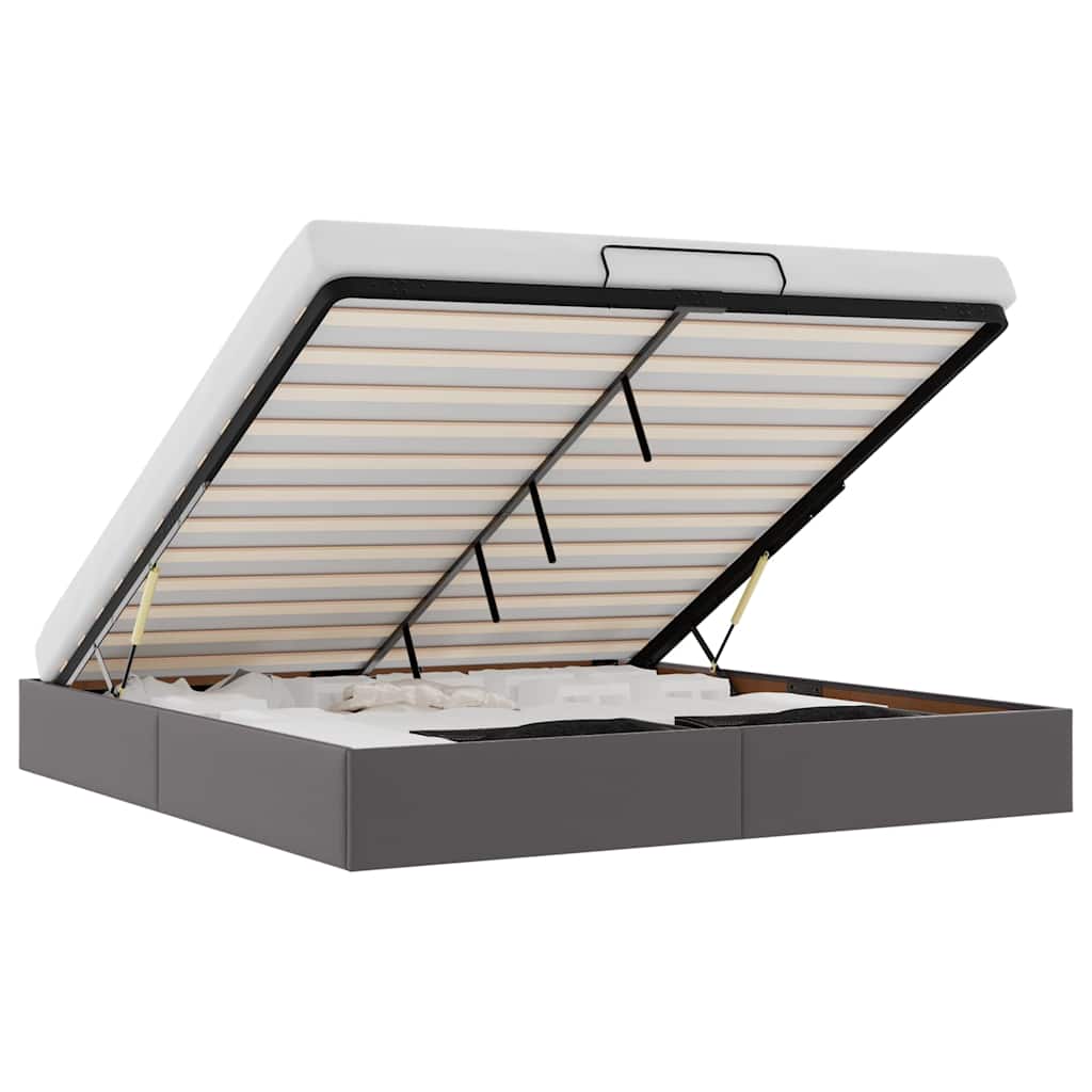 Bedframe zonder matras 200x200 cm kunstleer grijs is nu te koop bij PeponiXL, paradijselijk wonen!