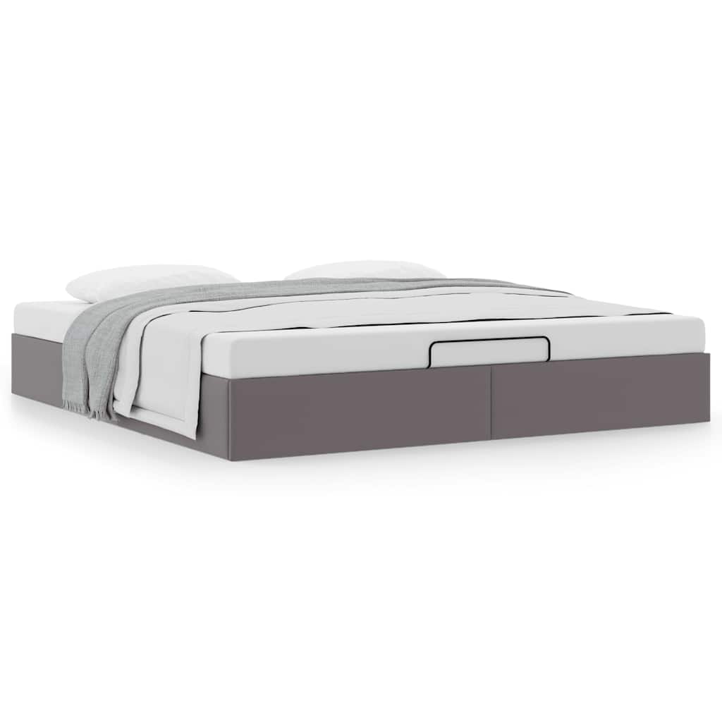 Bedframe zonder matras 200x200 cm kunstleer grijs is nu te koop bij PeponiXL, paradijselijk wonen!