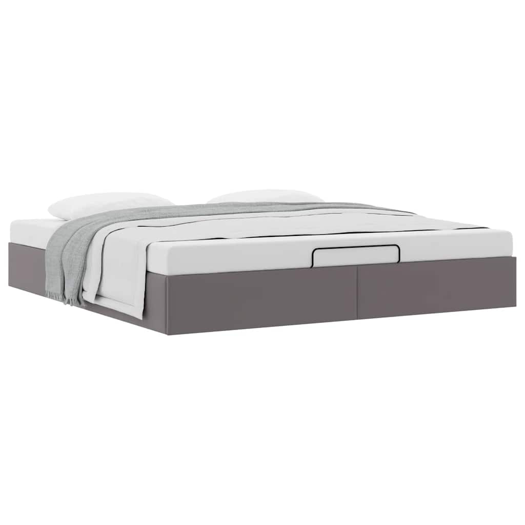 Bedframe zonder matras 200x200 cm kunstleer grijs is nu te koop bij PeponiXL, paradijselijk wonen!