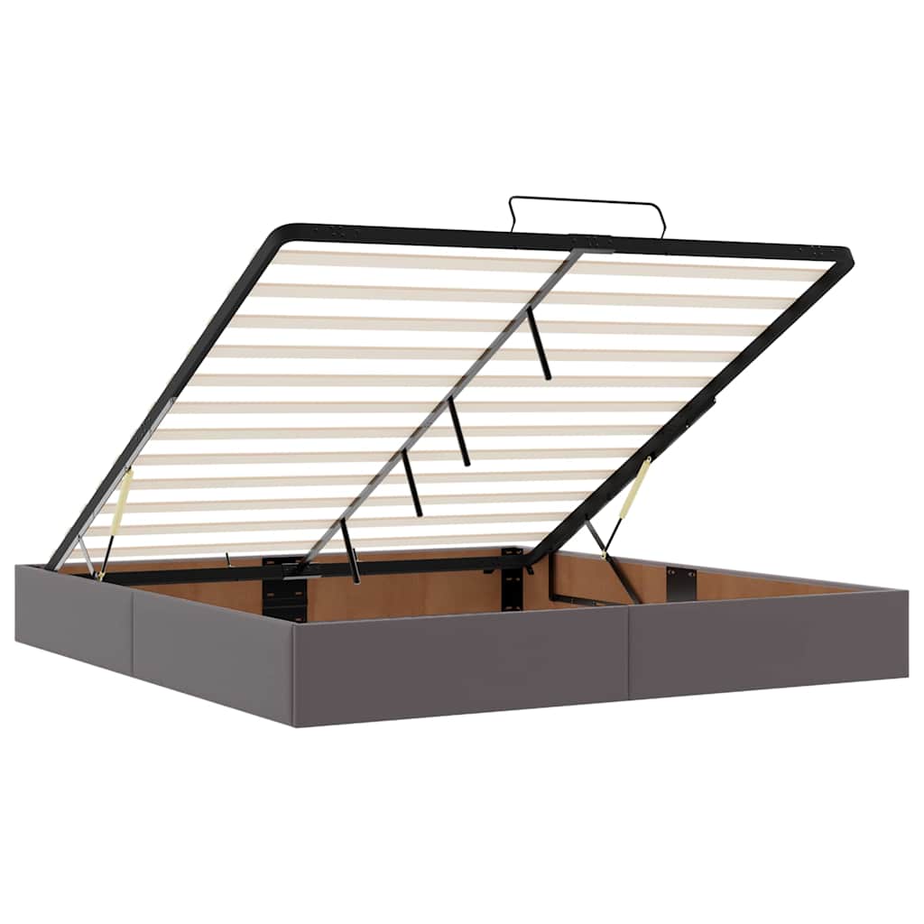 Bedframe zonder matras 200x200 cm kunstleer grijs is nu te koop bij PeponiXL, paradijselijk wonen!