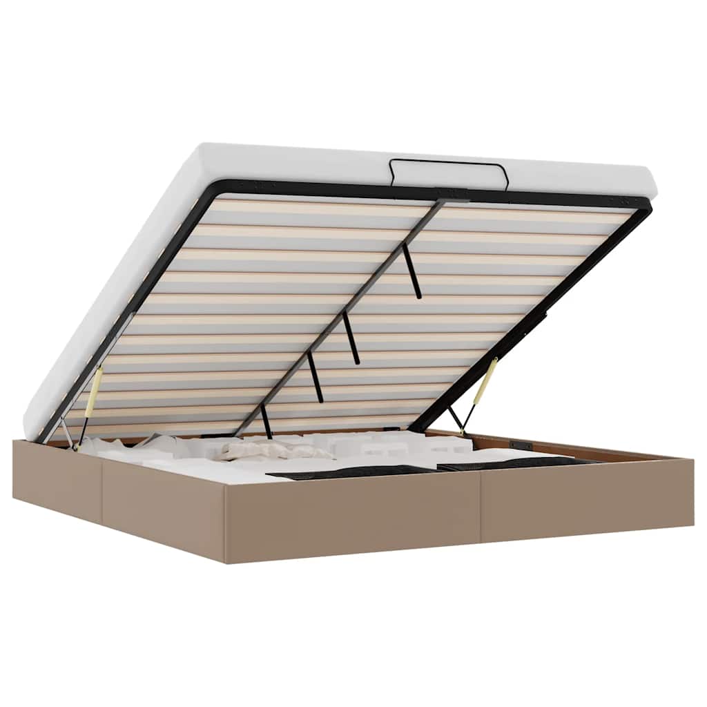 Bedframe zonder matras 200x200 cm kunstleer cappuccinokleurig is nu te koop bij PeponiXL, paradijselijk wonen!