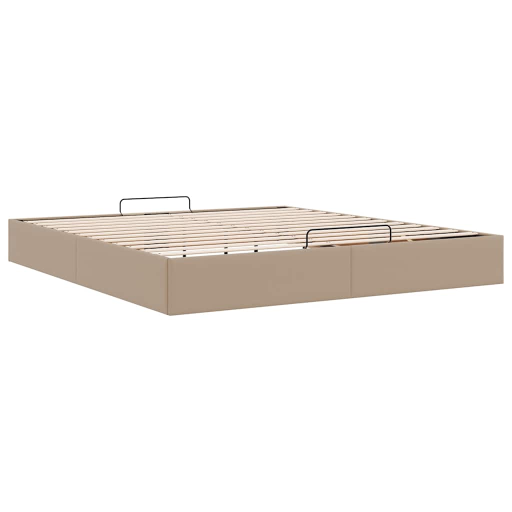 Bedframe zonder matras 200x200 cm kunstleer cappuccinokleurig is nu te koop bij PeponiXL, paradijselijk wonen!
