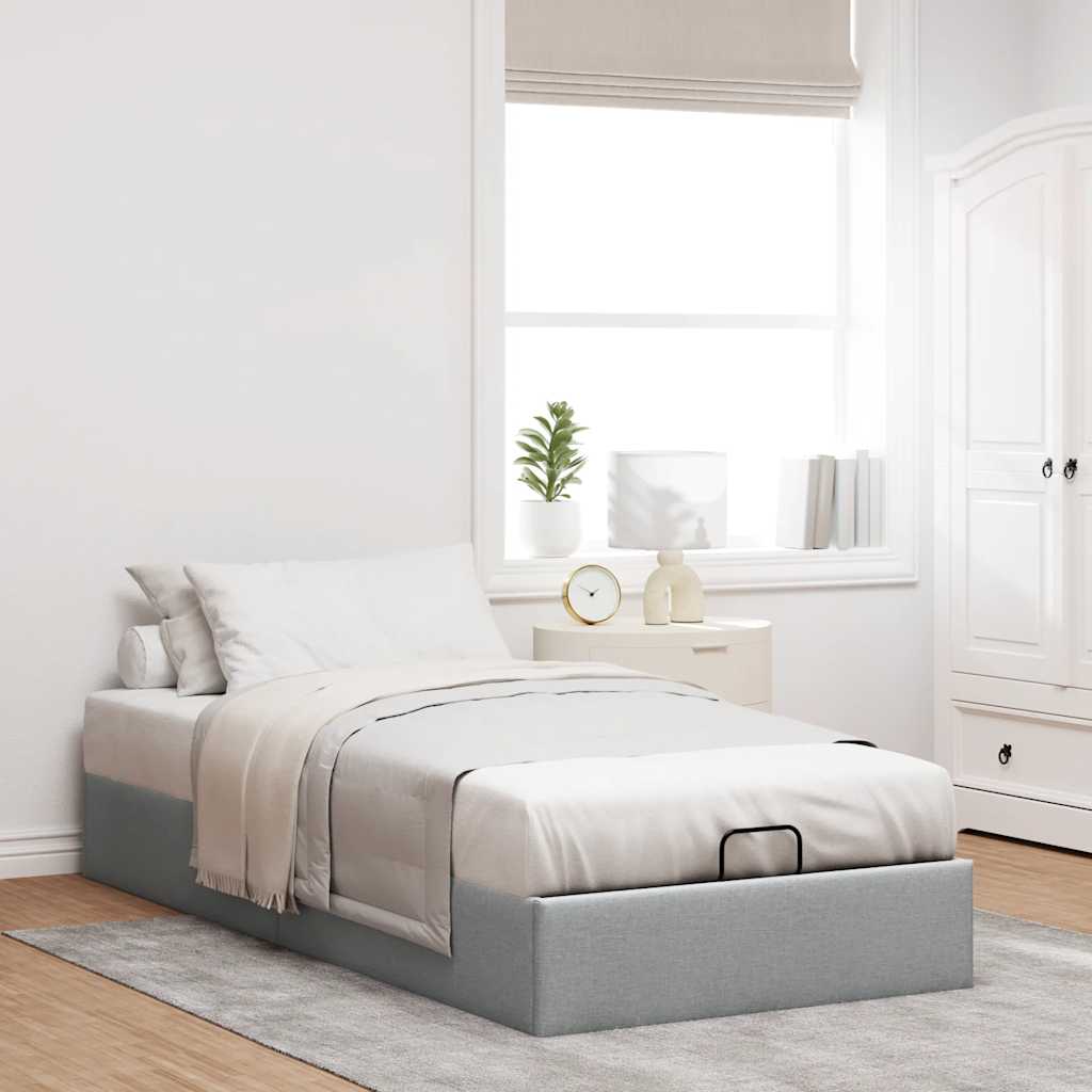 Bedframe zonder matras 90x200 cm stof lichtgrijs is nu te koop bij PeponiXL, paradijselijk wonen!