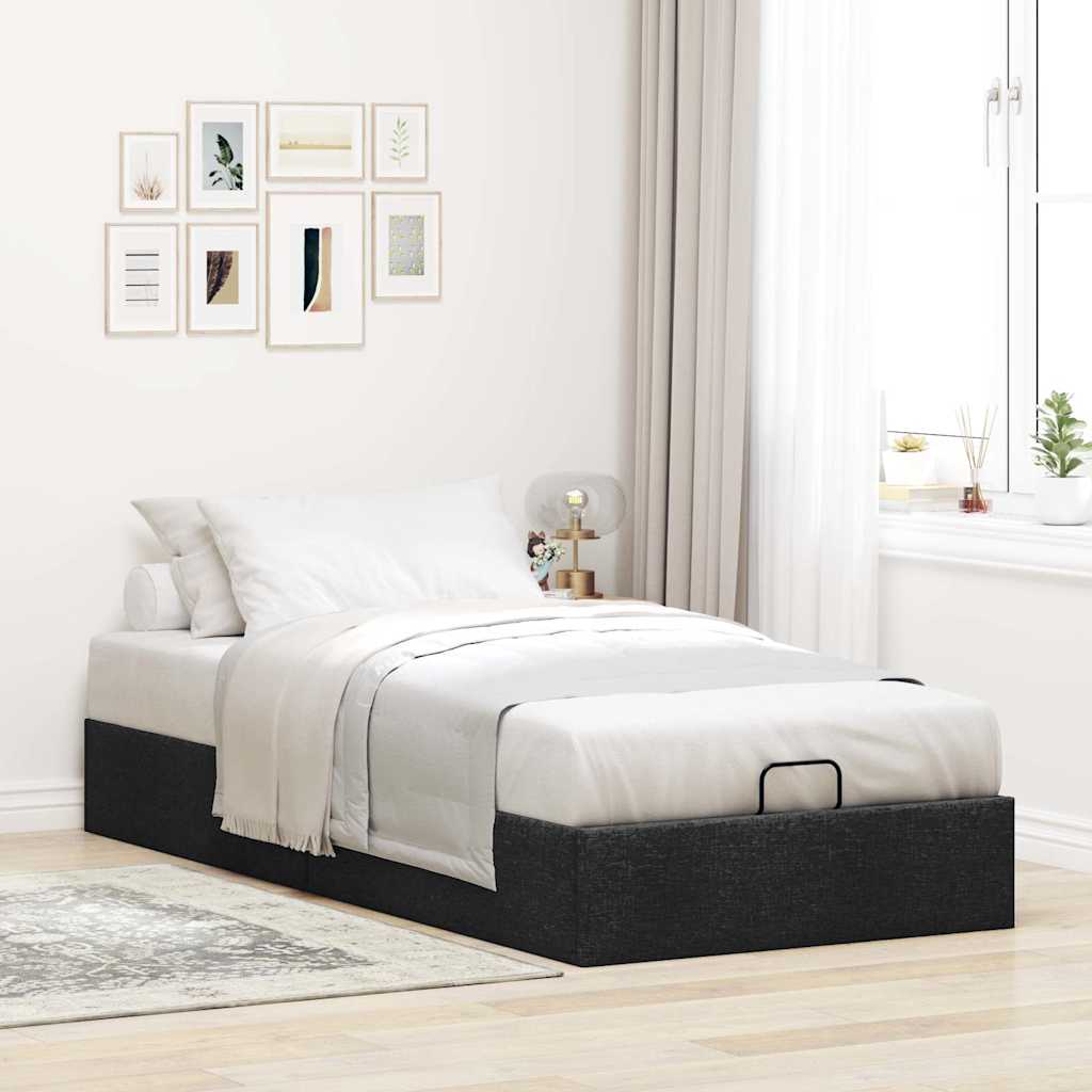 Bedframe zonder matras 90x200 cm stof zwart is nu te koop bij PeponiXL, paradijselijk wonen!