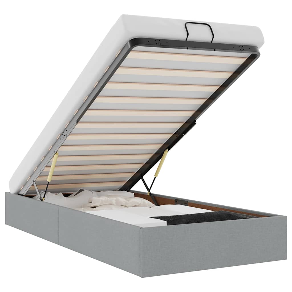 Bedframe zonder matras 100x200 cm stof lichtgrijs is nu te koop bij PeponiXL, paradijselijk wonen!