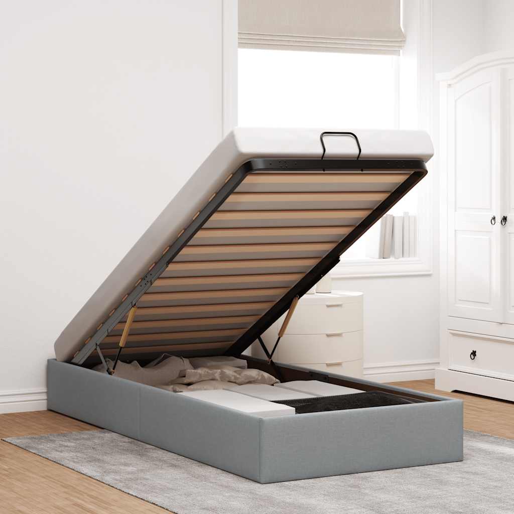 Bedframe zonder matras 100x200 cm stof lichtgrijs is nu te koop bij PeponiXL, paradijselijk wonen!