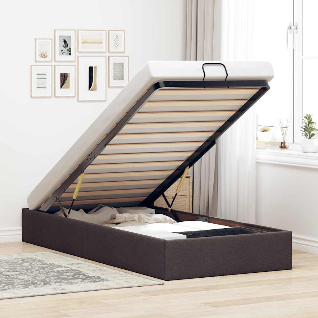 Bedframe zonder matras 100x200 cm stof donkerbruin is nu te koop bij PeponiXL, paradijselijk wonen!