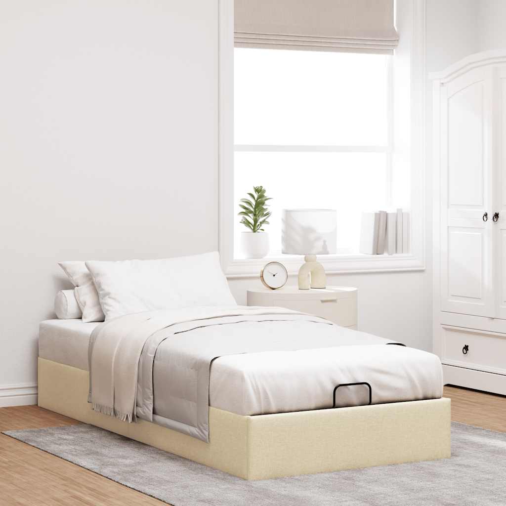 Bedframe zonder matras 100x200 cm stof crèmekleurig is nu te koop bij PeponiXL, paradijselijk wonen!