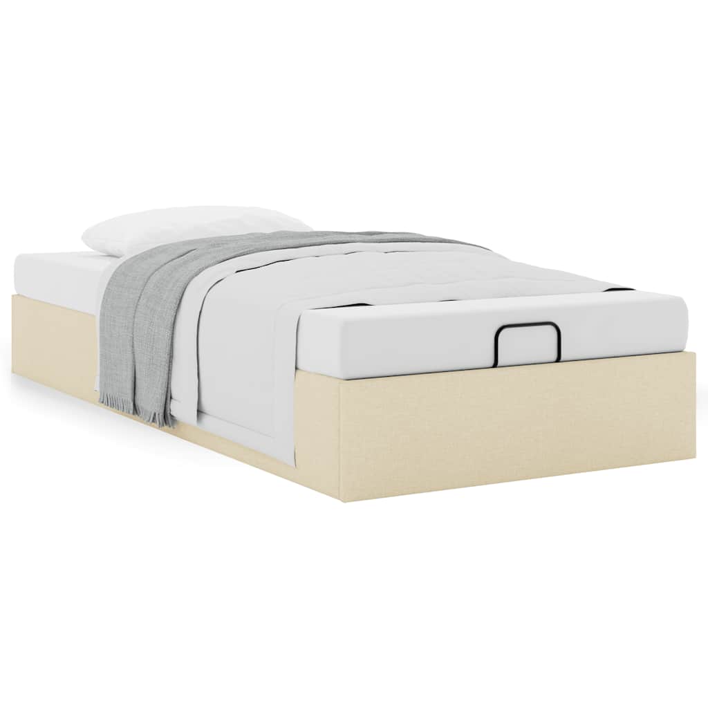 Bedframe zonder matras 100x200 cm stof crèmekleurig is nu te koop bij PeponiXL, paradijselijk wonen!