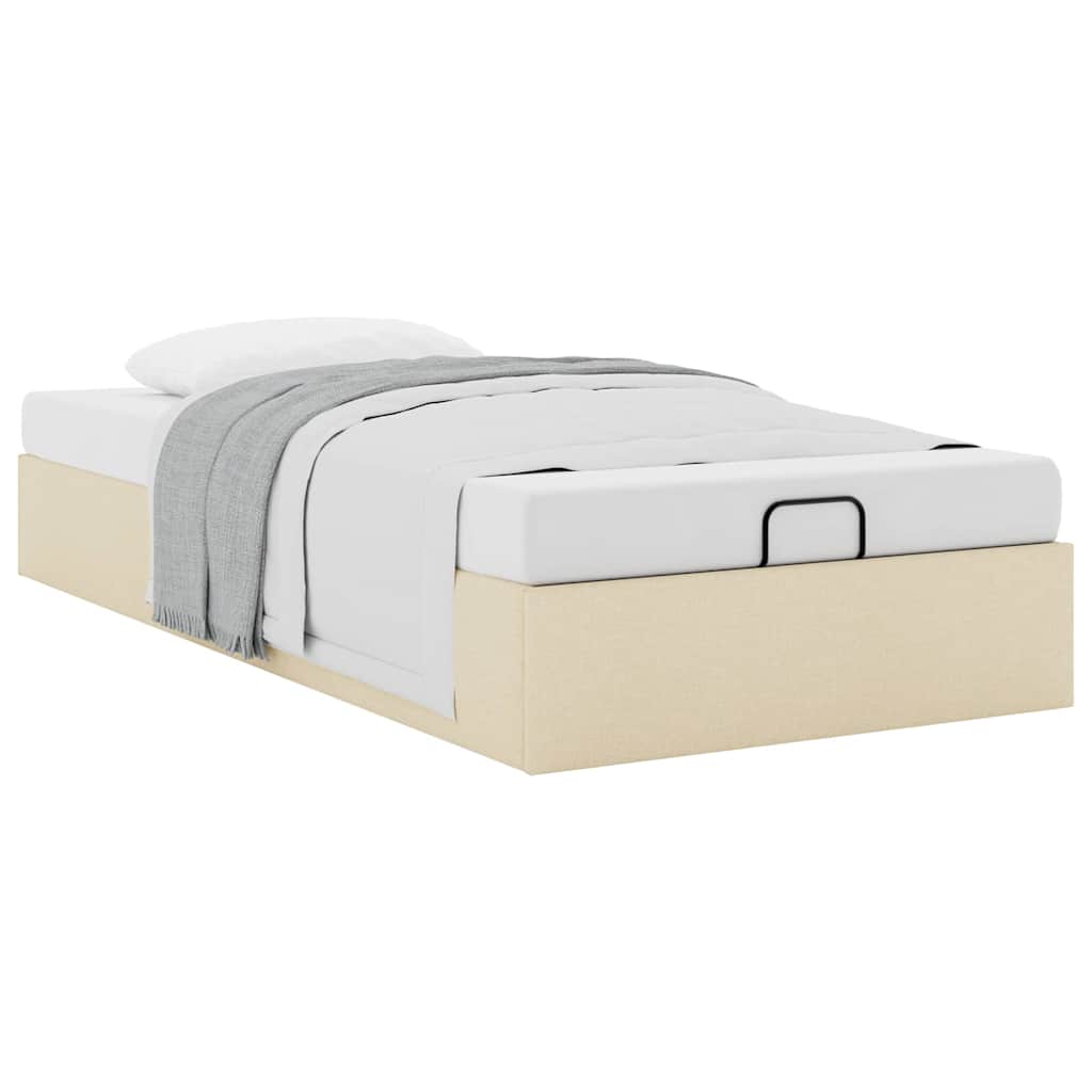 Bedframe zonder matras 100x200 cm stof crèmekleurig is nu te koop bij PeponiXL, paradijselijk wonen!