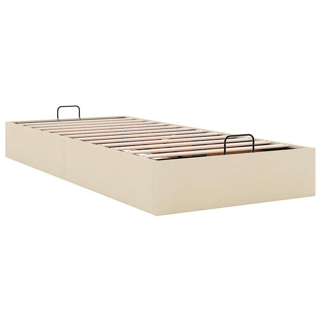 Bedframe zonder matras 100x200 cm stof crèmekleurig is nu te koop bij PeponiXL, paradijselijk wonen!