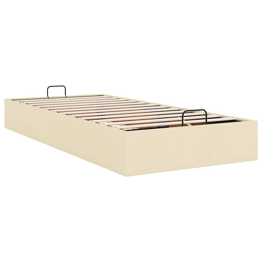 Bedframe zonder matras 100x200 cm stof crèmekleurig is nu te koop bij PeponiXL, paradijselijk wonen!