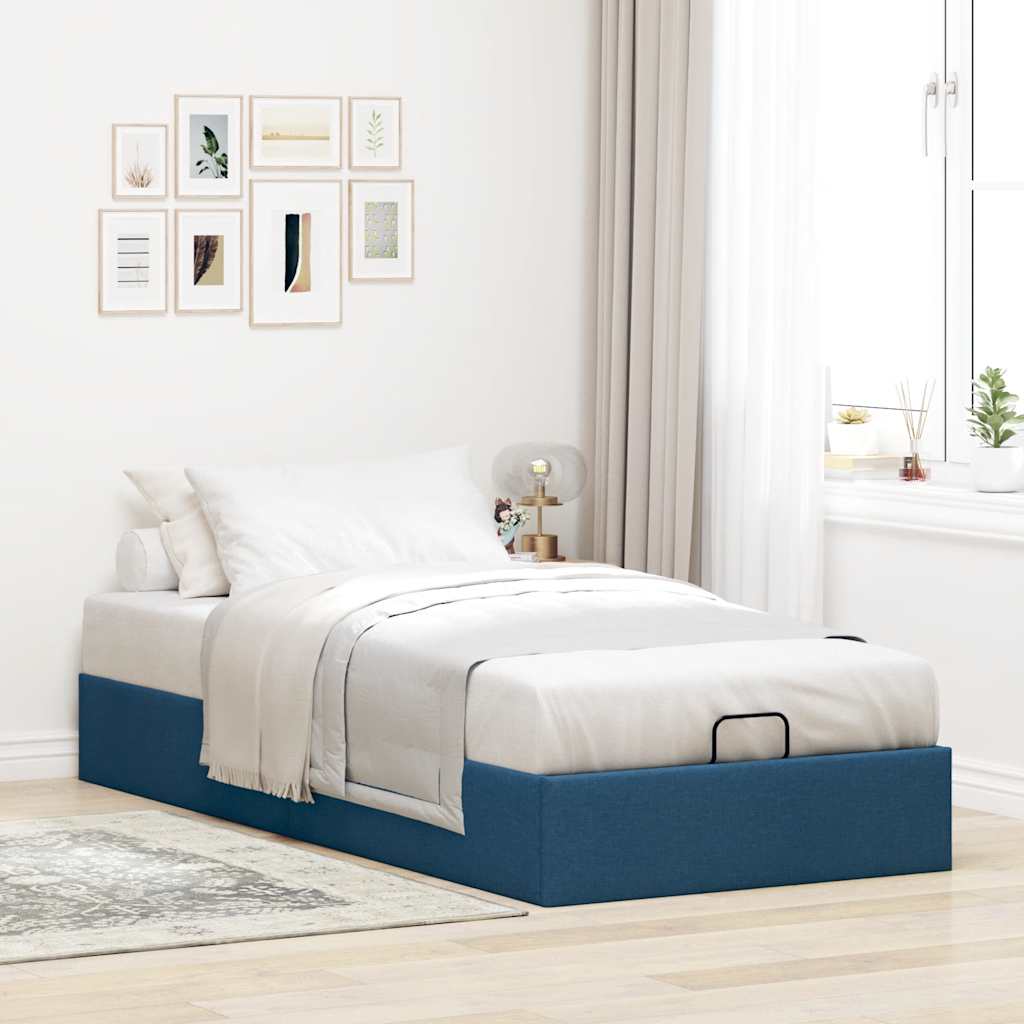 Bedframe zonder matras 100x200 cm stof blauw is nu te koop bij PeponiXL, paradijselijk wonen!