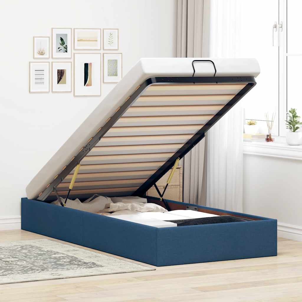 Bedframe zonder matras 100x200 cm stof blauw is nu te koop bij PeponiXL, paradijselijk wonen!