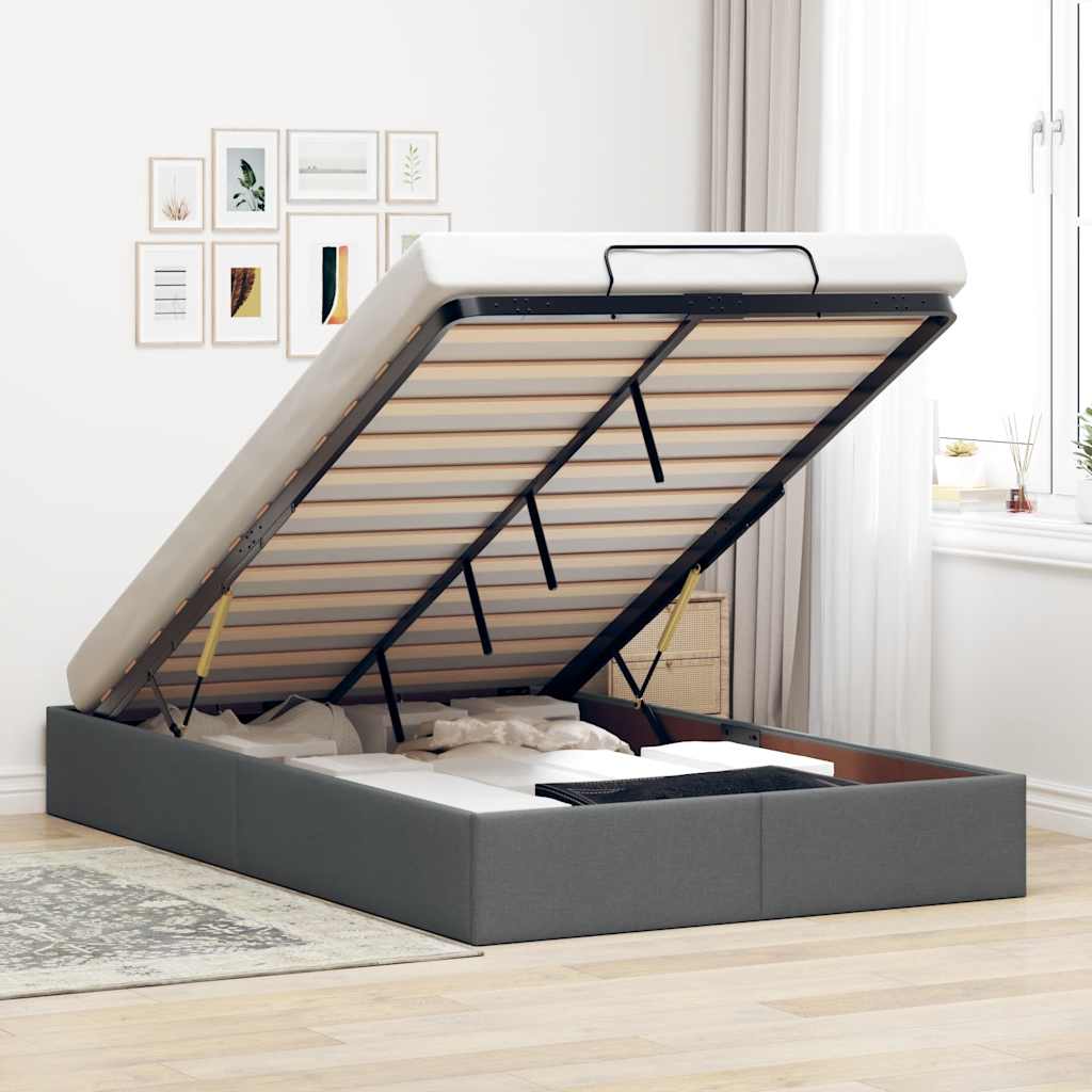 Bedframe zonder matras 120x200 cm stof donkergrijs is nu te koop bij PeponiXL, paradijselijk wonen!