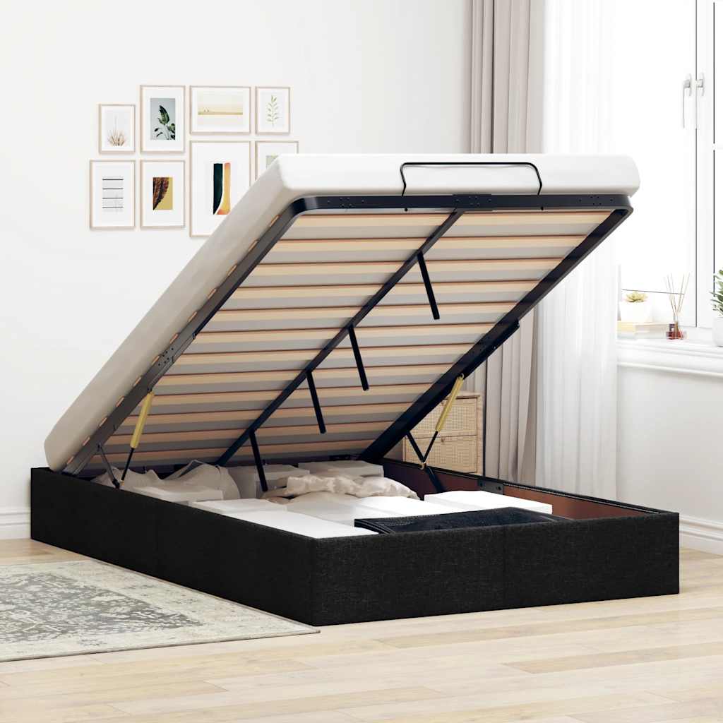 Bedframe zonder matras 120x200 cm stof zwart is nu te koop bij PeponiXL, paradijselijk wonen!