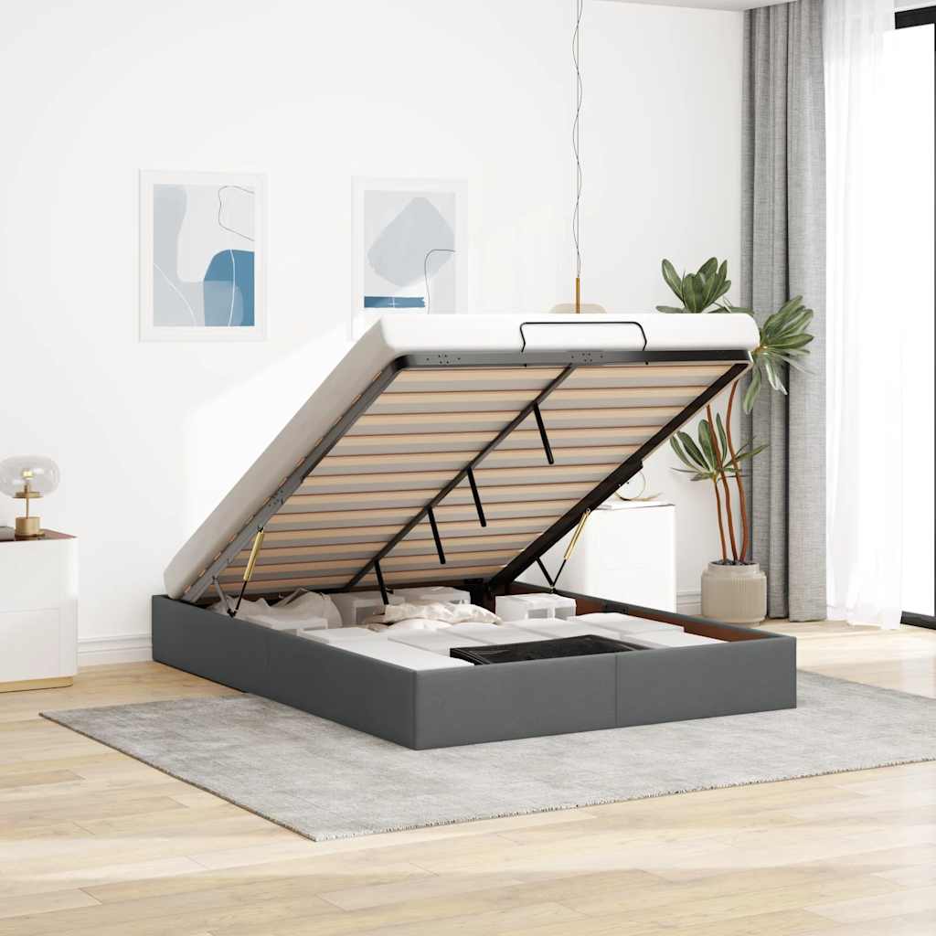 Bedframe zonder matras 140x190 cm stof donkergrijs is nu te koop bij PeponiXL, paradijselijk wonen!