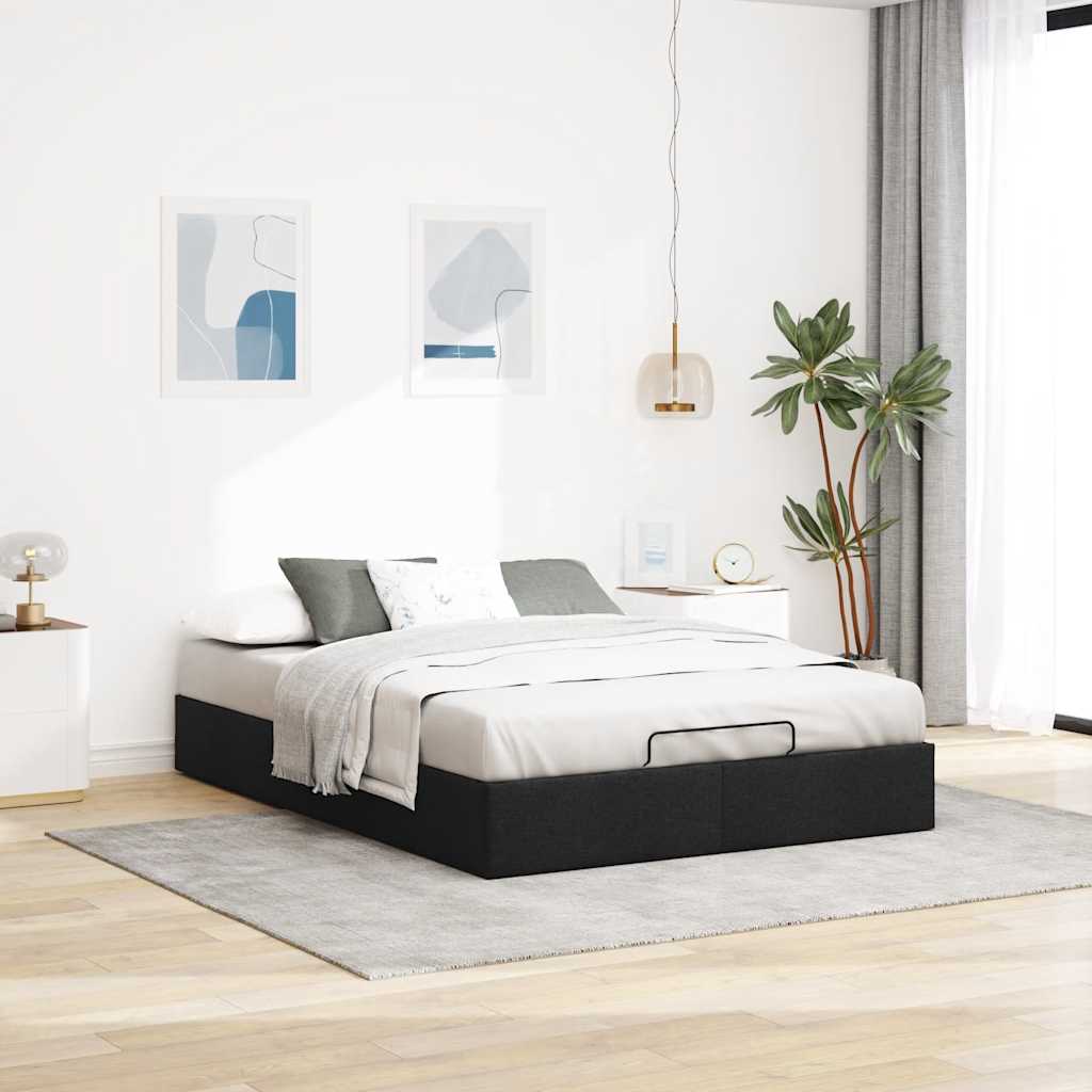 Bedframe zonder matras 140x190 cm stof zwart is nu te koop bij PeponiXL, paradijselijk wonen!