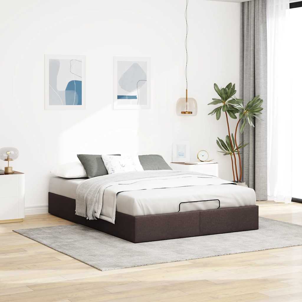 Bedframe zonder matras 140x190 cm stof donkerbruin is nu te koop bij PeponiXL, paradijselijk wonen!