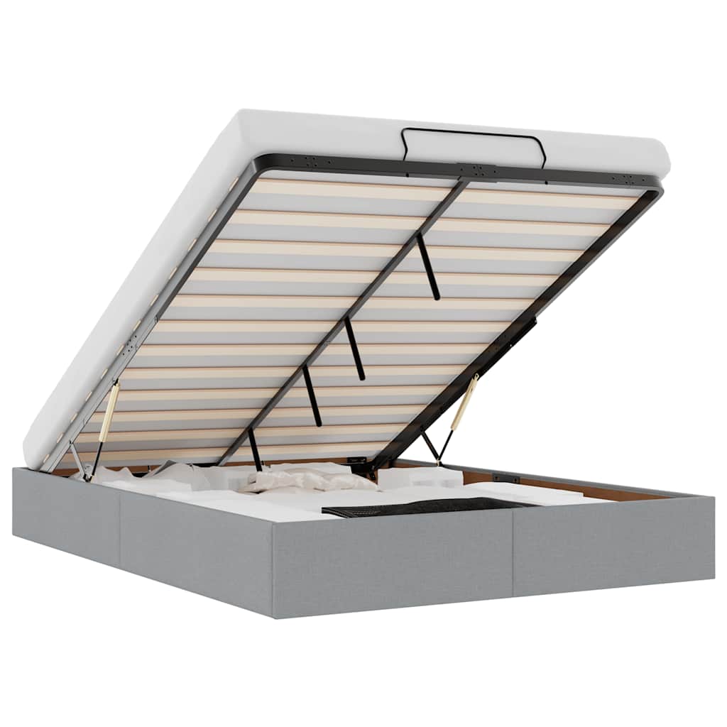 Bedframe zonder matras 140x200 cm stof lichtgrijs is nu te koop bij PeponiXL, paradijselijk wonen!