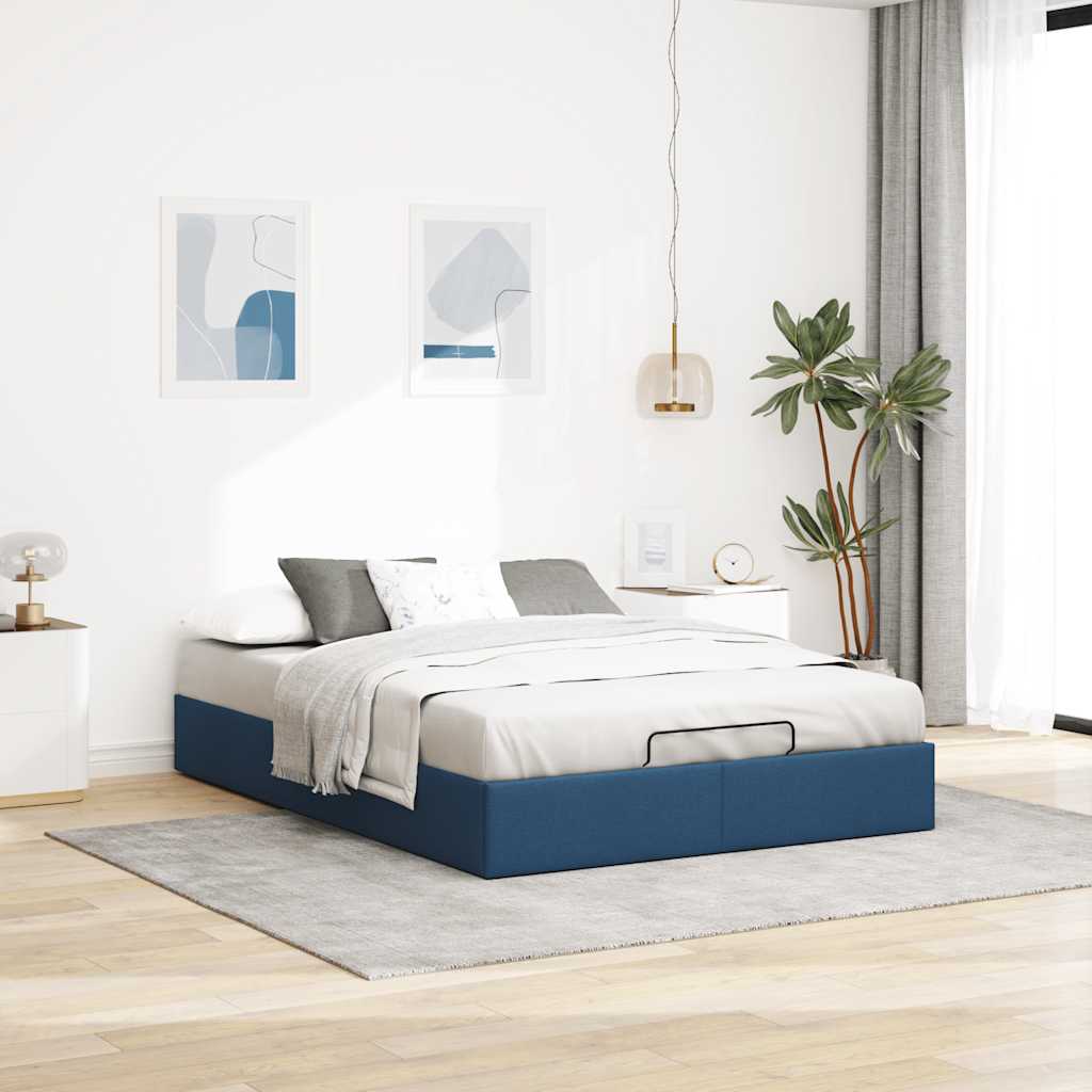 Bedframe zonder matras 140x200 cm stof blauw is nu te koop bij PeponiXL, paradijselijk wonen!