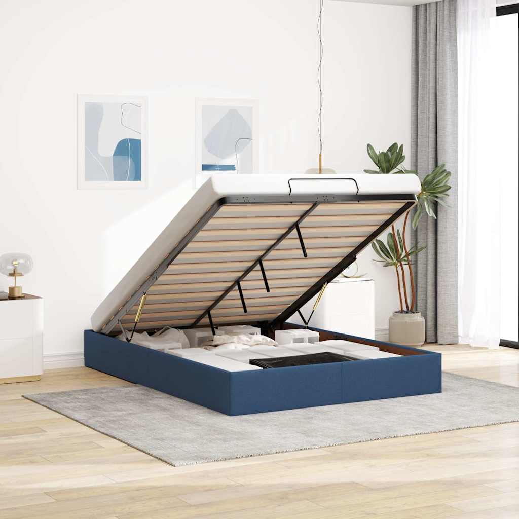 Bedframe zonder matras 140x200 cm stof blauw is nu te koop bij PeponiXL, paradijselijk wonen!
