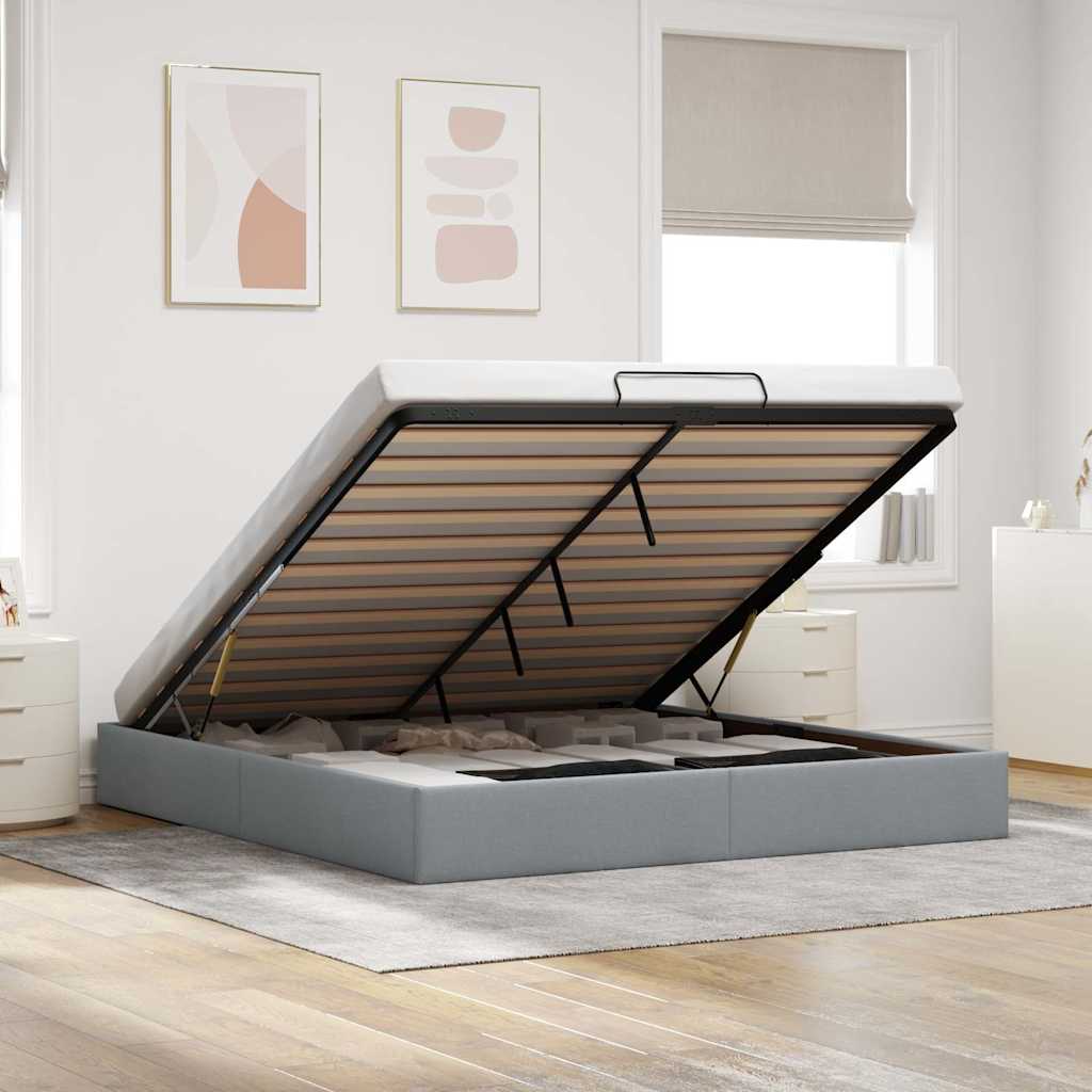 Bedframe zonder matras 160x200 cm stof lichtgrijs is nu te koop bij PeponiXL, paradijselijk wonen!