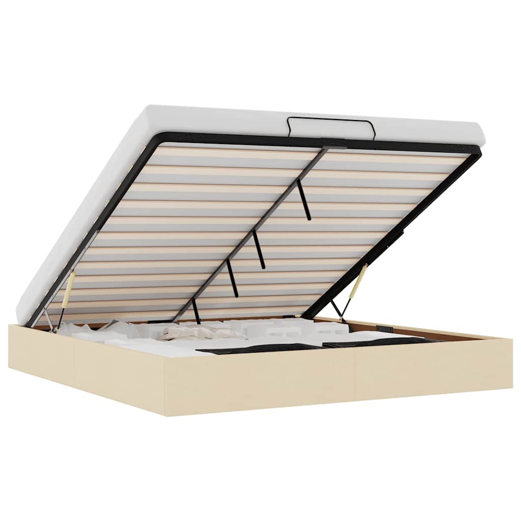 Bedframe zonder matras 160x200 cm stof crèmekleurig is nu te koop bij PeponiXL, paradijselijk wonen!